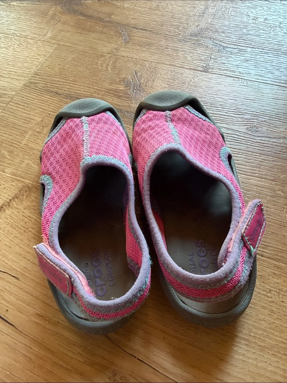 CROCS Pink & Gray Canvas Slip-On water shoes
